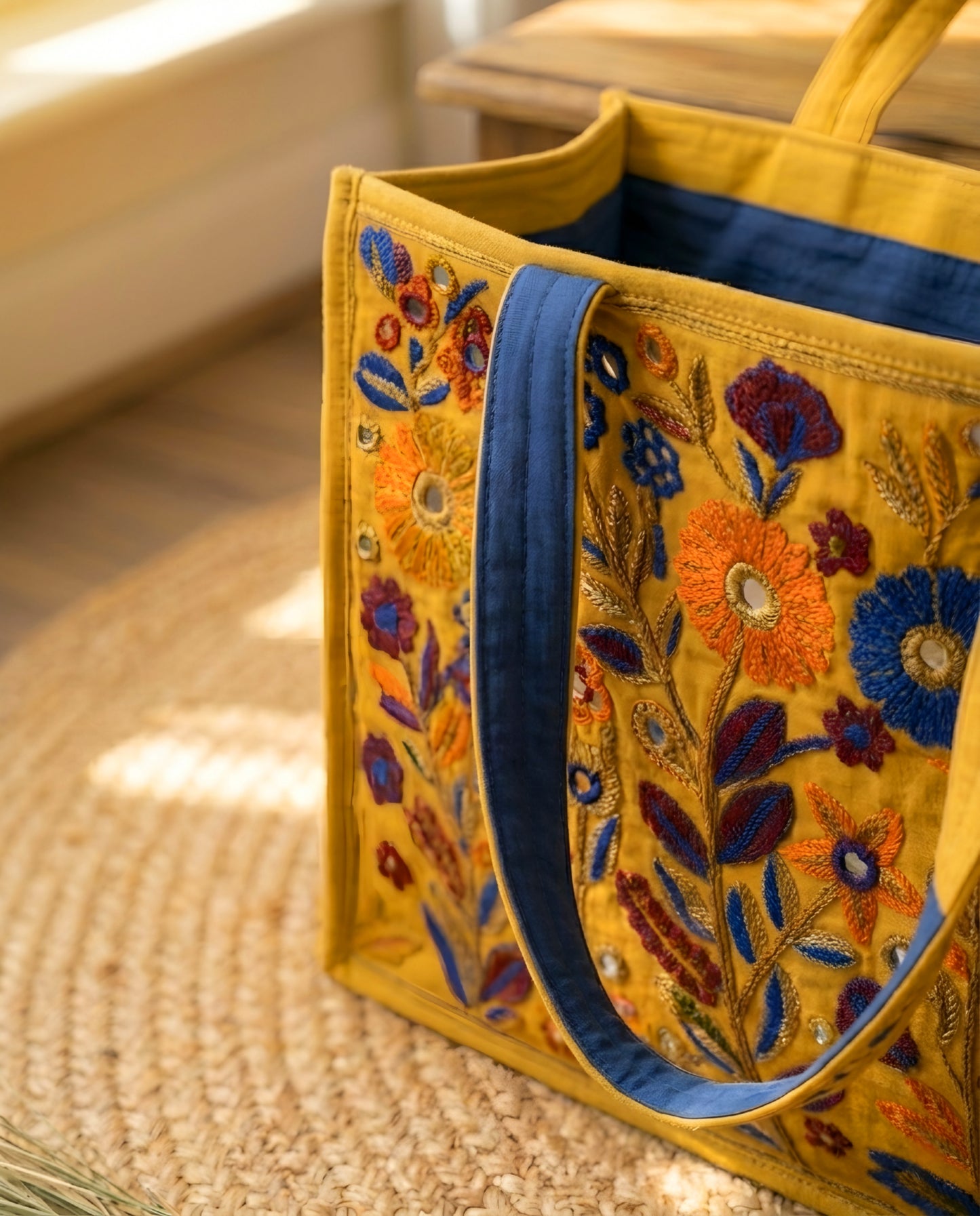 Flora embroidery tote