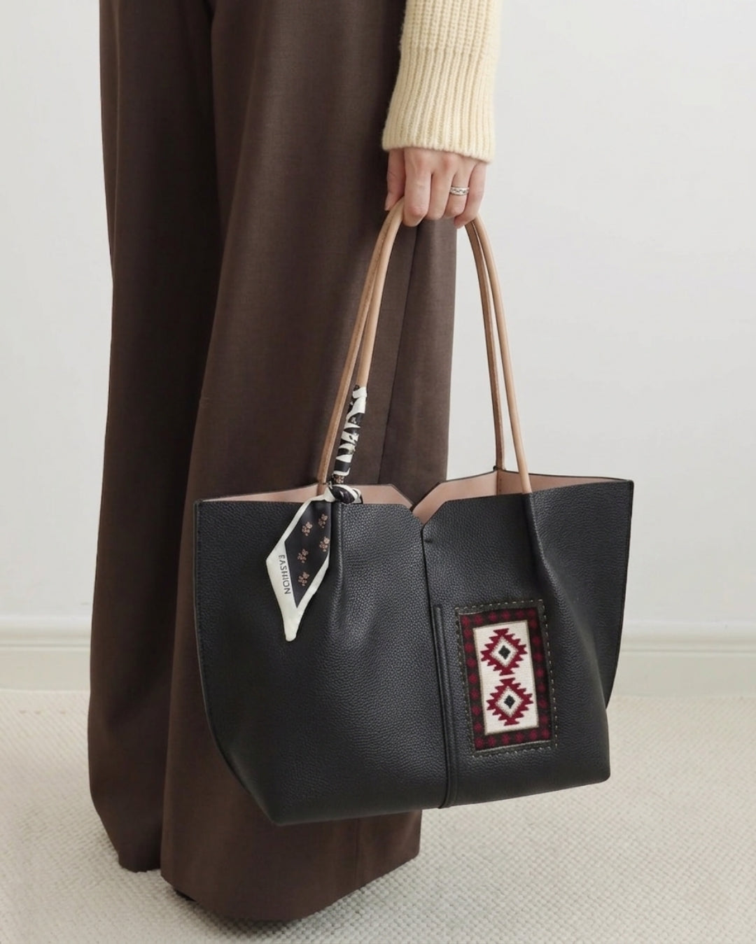 The Pure Leather Embroidered Tote