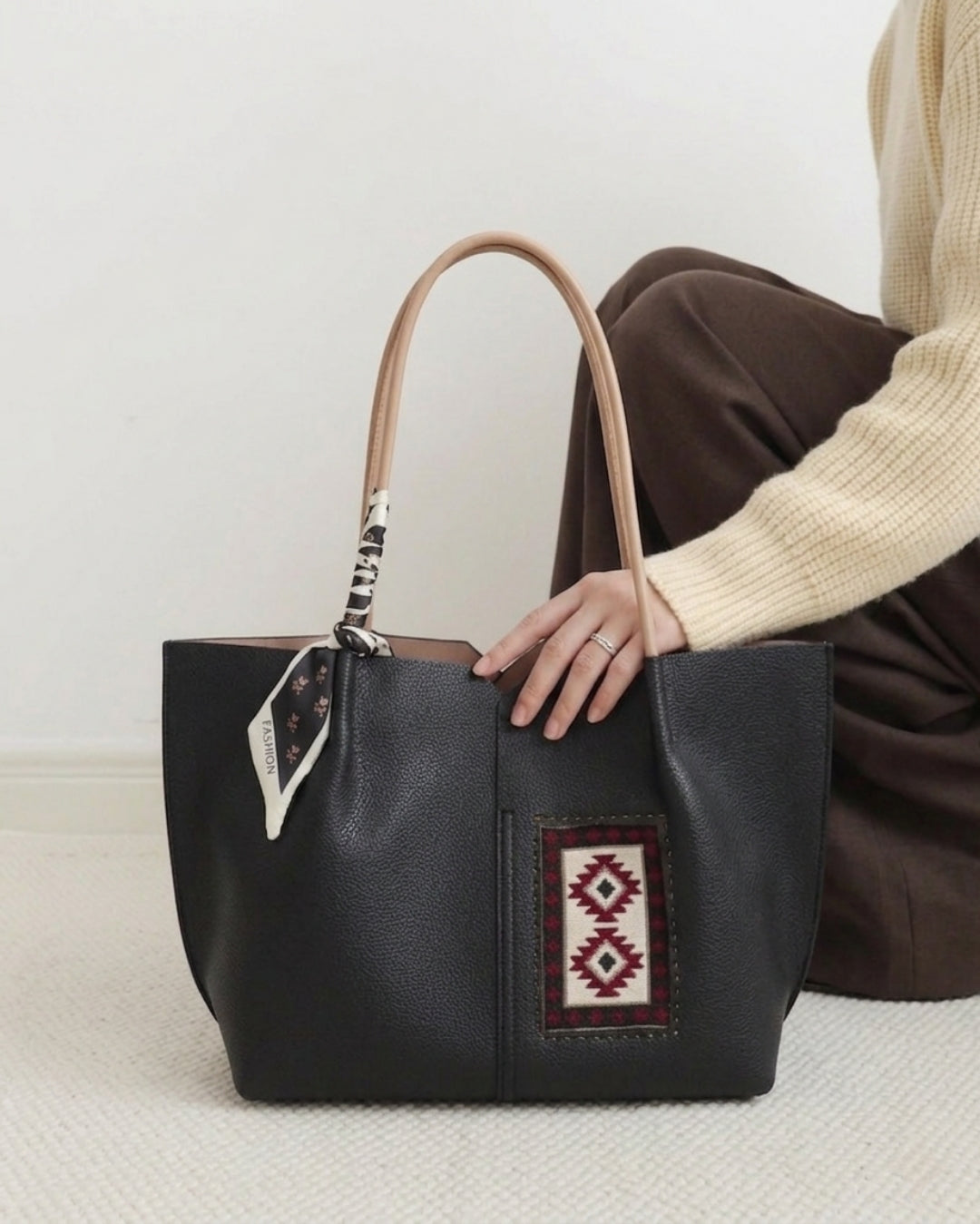 The Pure Leather Embroidered Tote