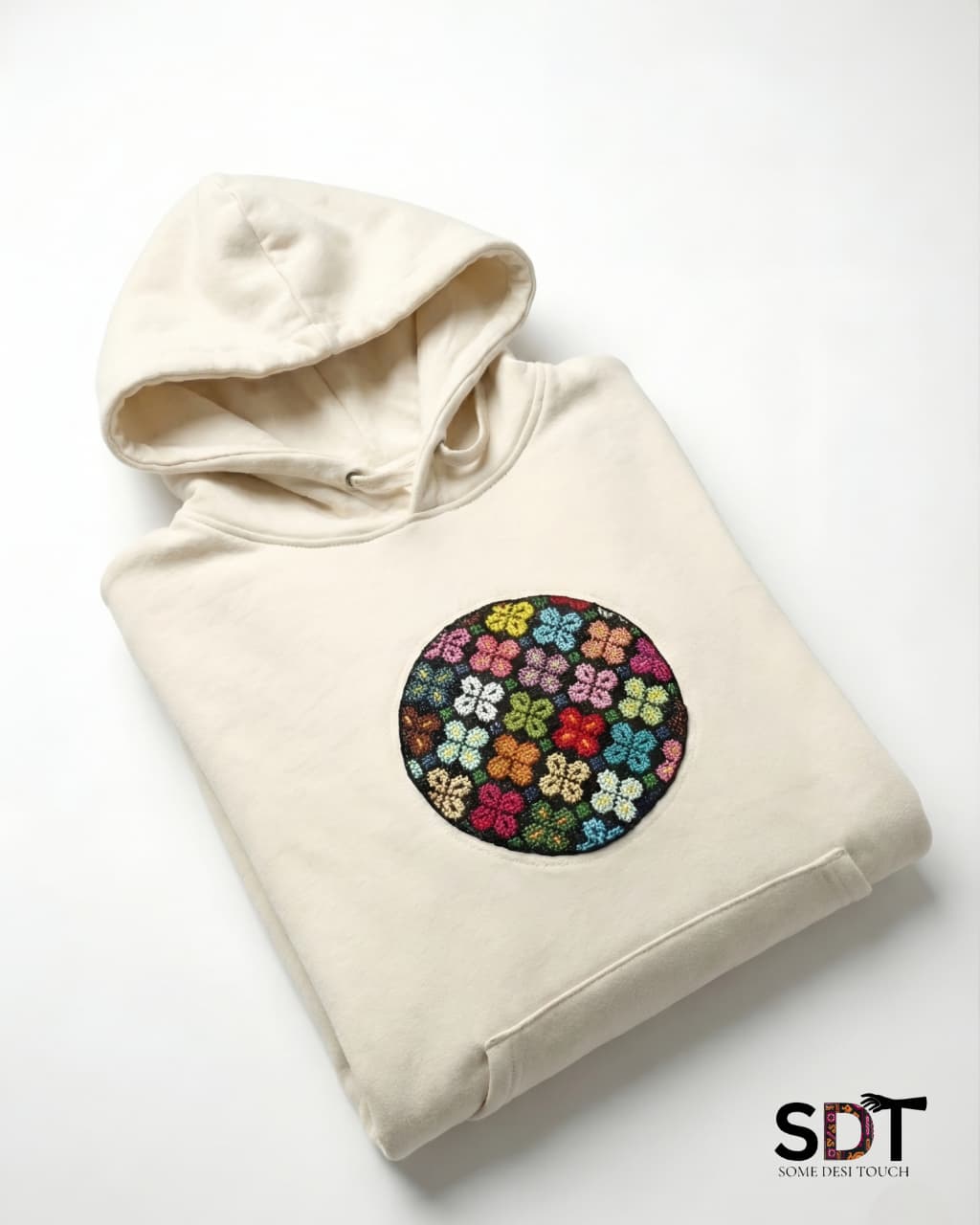 The Floral Mosaic Hoodie Minimalist base